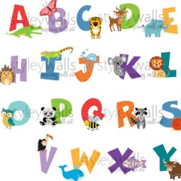 Alphabet Wall Decal, Animals Sticker, Letters Abc Lettering Playroom Decor - thumbnail 3