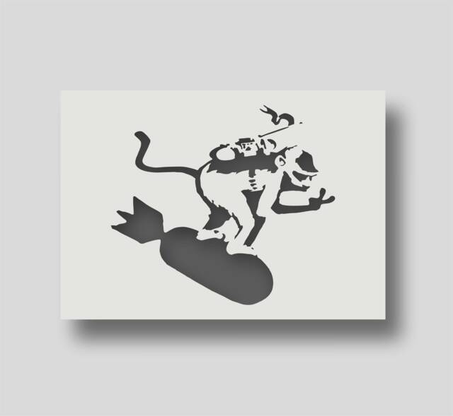 Banksy Bomb Surfing Monkey Stencil Wall Art Decor - image 1