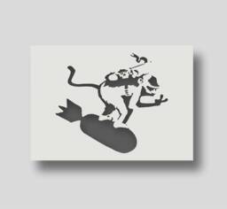 Banksy Bomb Surfing Monkey Stencil Wall Art Decor - thumbnail 1