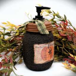 Autumn Blessings Primitive Pumpkin Mason Jar Soap Dispenser, Country Farmhouse Decor - thumbnail 3