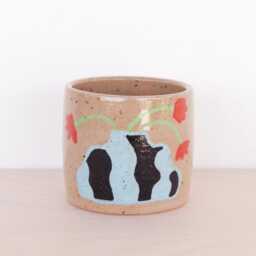 Floral Ceramic Planter- Small Indoor Cactus Plant Pot - Succulent Container - thumbnail 3
