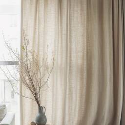 Tie Top Linen Curtains, Linen Curtains For Bedroom, Shabby Chic Tie Living Room, Farmhouse - thumbnail 2