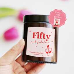 50Th Birthday Gift For Her Friend Sister Personalized Candle - Fifty & Fab