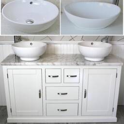 Bathroom Vanity Unit - White Painted With Marble Top & Ceramic Bowl Options 603Pwmcbc