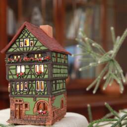 Handmade Ceramic Tealight Holder - Miniature Of Historic House in Colmar - thumbnail 2