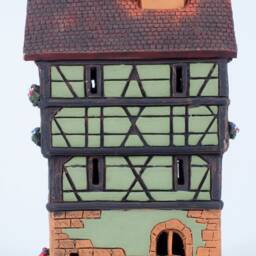 Handmade Ceramic Tealight Holder - Miniature Of Historic House in Colmar - thumbnail 3