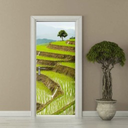 Door Mural, Nature Wall Decal, Fields Sticker, Forest Path Wallpaper, Decor Home Decor, Covering - thumbnail 2
