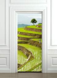Door Mural, Nature Wall Decal, Fields Sticker, Forest Path Wallpaper, Decor Home Decor, Covering - thumbnail 1