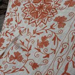 Bohemian Suzani Cotton Throw Blanket - Floral Embroidered Sofa Couch D??cor - thumbnail 2