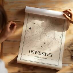 Oswestry Map Poster Minimalist Black & White UK Town Art - thumbnail 3