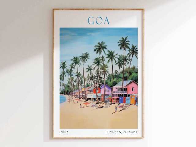 Goa India Art Print - Beach Travel Poster, Wall Art, Tropical Decor, Boho Vibes, Poster - image 1