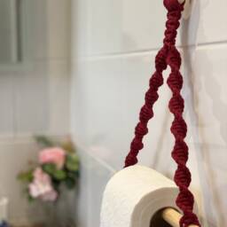 Burgundy Toilet Roll Holder Wall Mounted, Stylish Red Wine Bathroom Hanging Fixture, Unusual Cloakroom Decorations, Cotton Loo Paper Hanger - thumbnail 2