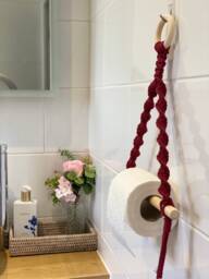 Burgundy Toilet Roll Holder Wall Mounted, Stylish Red Wine Bathroom Hanging Fixture, Unusual Cloakroom Decorations, Cotton Loo Paper Hanger