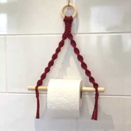 Burgundy Toilet Roll Holder Wall Mounted, Stylish Red Wine Bathroom Hanging Fixture, Unusual Cloakroom Decorations, Cotton Loo Paper Hanger - thumbnail 3