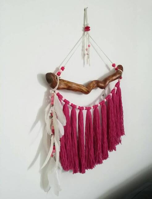Hot Pink Tassels Boho Garland For Baby Girl Nursery Decor, Tassel Wall Hanging - image 1