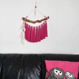 Hot Pink Tassels Boho Garland For Baby Girl Nursery Decor, Tassel Wall Hanging - thumbnail 2