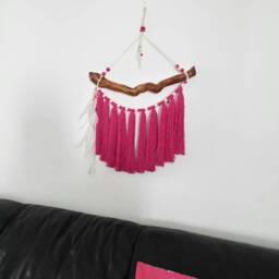 Hot Pink Tassels Boho Garland For Baby Girl Nursery Decor, Tassel Wall Hanging - thumbnail 3