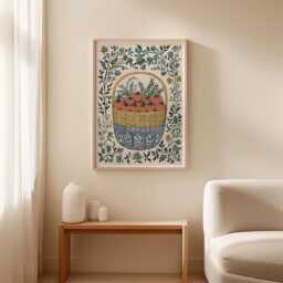 Tomato Basket Poster, Botanical Kitchen Wall Art, Garden Print - thumbnail 3