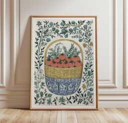 Tomato Basket Poster, Botanical Kitchen Wall Art, Garden Print - thumbnail 1