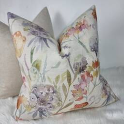 Voyage Maison Country Floral Autumn Linen/Beige Cushion Cover, Pillow Cover Chair Farmhouse Cushion - Cover Only - thumbnail 1