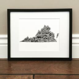 "Virginia Map Art Print Hand-Drawn Landmarks, Culture - 8.5"" X 11" - thumbnail 1