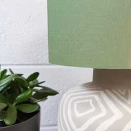 Sage Green Lampshade in Linen With White Lining - thumbnail 2
