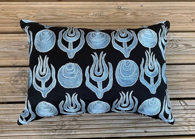 Tulips Suzani Pillow Cover Black & Blue Embroidered Silk Cushion - image 1