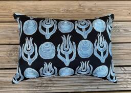 Tulips Suzani Pillow Cover Black & Blue Embroidered Silk Cushion