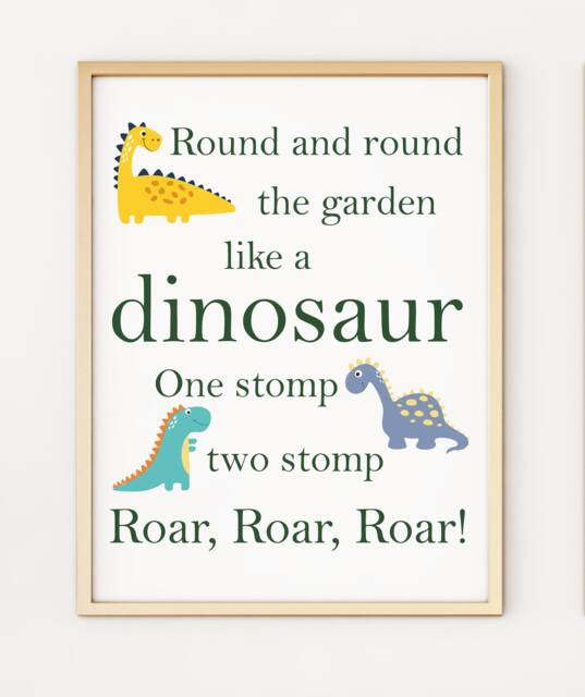 Dinosaur Nursery Bedroom Playroom A4 Print Po110