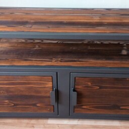 Industrial, Tv Stand, Cabinet, Rustic, Shelf, Media Console, Living Room, Storage, Furniture, Commode - thumbnail 2