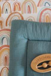 The Rainbows & Dark Mint - Box Rug, Boxkleed, Baby Quilt Blanket, Play Mat - thumbnail 1