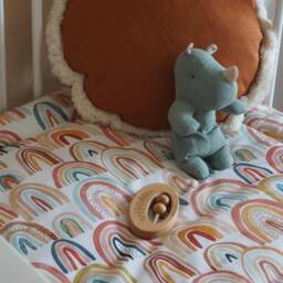 The Rainbows & Dark Mint - Box Rug, Boxkleed, Baby Quilt Blanket, Play Mat - thumbnail 3