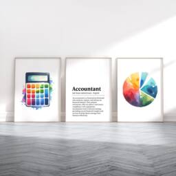 Accountant Definition Prints - Set Of 3 Posters - Gifts Bookkeeper Wall Art Finance Team Decor Watercolour Artwork Office - thumbnail 2