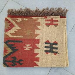 5x7 Ft Wool Jute Kilim Multicolor Area Rug, Accent Bohemian Braided Living Room Carpet, Eco Friendly Rug , Kilim Floor And - thumbnail 4