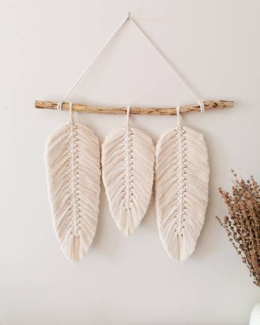 Colour Sections Macrame Leaf , Macram?? Hanging Bedroom Decor Wall Art Boho Natural Home Next Day Shipping - image 1