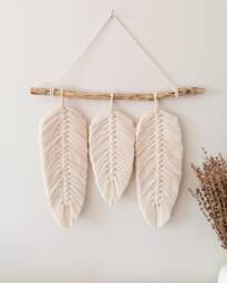 Colour Sections Macrame Leaf , Macram?? Hanging Bedroom Decor Wall Art Boho Natural Home Next Day Shipping - thumbnail 1