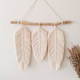 Colour Sections Macrame Leaf , Macram?? Hanging Bedroom Decor Wall Art Boho Natural Home Next Day Shipping - thumbnail 3