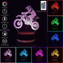 Personalised Motocross Bike Led Lamp, Rider, Motorbike Gifts For Him, Kids Night Light, Bedroom Moto Gp, Stunt Motofx - thumbnail 2