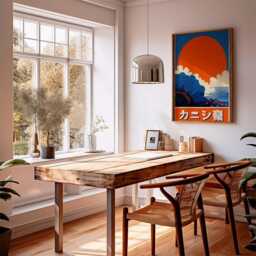 Japanese Sunrise Poster, Retro Ocean Wall Art, Minimalist Print, Bold Graphic Design, Modern Coastal Decor, Wabi Sabi Artwork - thumbnail 3