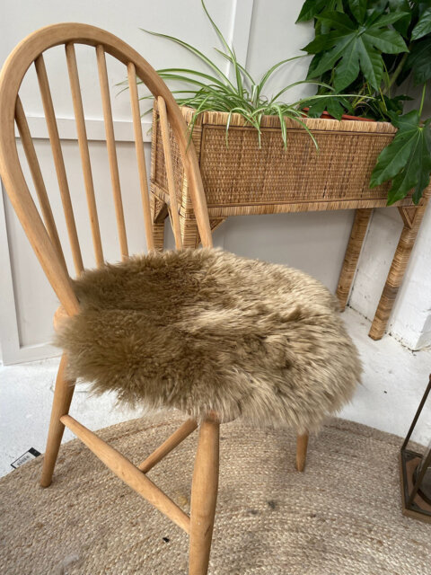Antique Colour Sheepskin Seat Pad , Genuine Light Brown Sheepskin, Soft Neutral Taupe Fluffy Pad, Amazing Gift - image 1