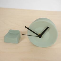 Handmade Stoneware Off-Center Clock, Modern Desk Clock - thumbnail 3