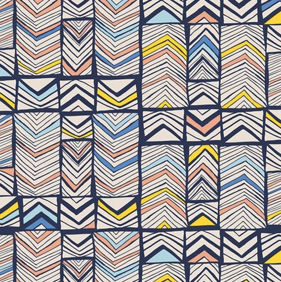 Navy Geometric Fitted Crib Sheet Woven Cotton Baby Bedding - image 1