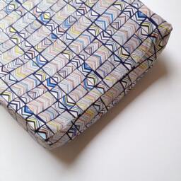 Navy Geometric Fitted Crib Sheet Woven Cotton Baby Bedding - thumbnail 3