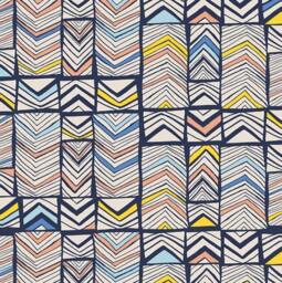Navy Geometric Fitted Crib Sheet Woven Cotton Baby Bedding - thumbnail 1