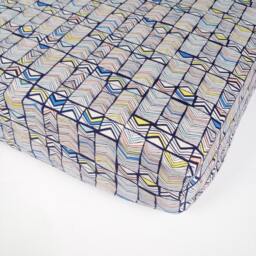 Navy Geometric Fitted Crib Sheet Woven Cotton Baby Bedding - thumbnail 2