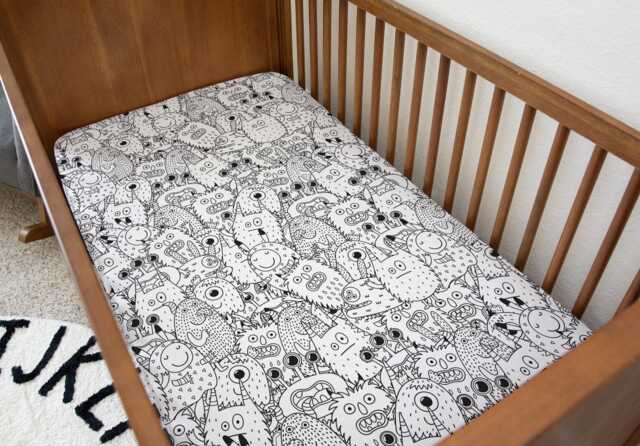 Monsters - Doodles, Bedding, Duvet Covers, Fitted Sheets, Monochrome Halloween Bedding, Childrens Kids Bedding - image 1