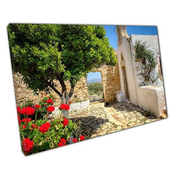 Canvas Print Of Crete Stone Garden Walkway - Ready To Hang Wall Art For Home Office Decor - image 1