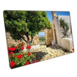 Canvas Print Of Crete Stone Garden Walkway - Ready To Hang Wall Art For Home Office Decor - thumbnail 1