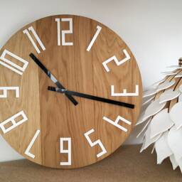 Large Wall Clock, Wood Oak, 16Inch White&black - thumbnail 2