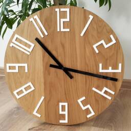 Large Wall Clock, Wood Oak, 16Inch White&black - thumbnail 3